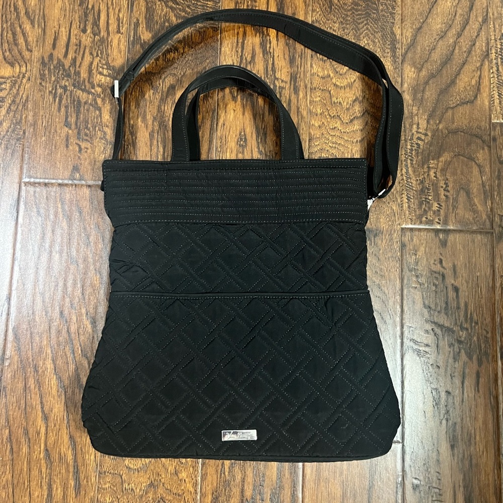 Vera Bradley Black Quilted Tote with Detachable Convertible Crossbody Strap - Picture 5 of 13